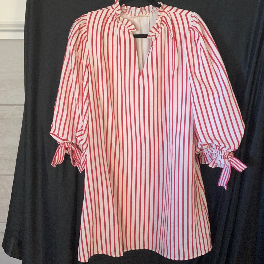 Entro Red and White Striped dress